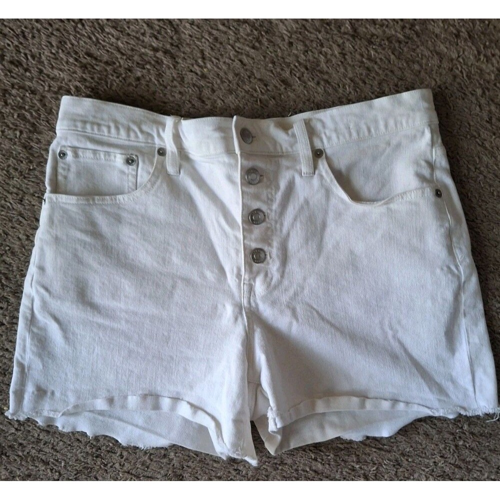 J.Crew Cut-Off Denim Shorts Size 29 Hi Rise Short Exposed Button Fly White